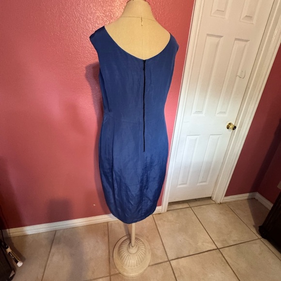 Lafayette 148 New York Blue Sheath Midi Dress - Picture 3 of 6